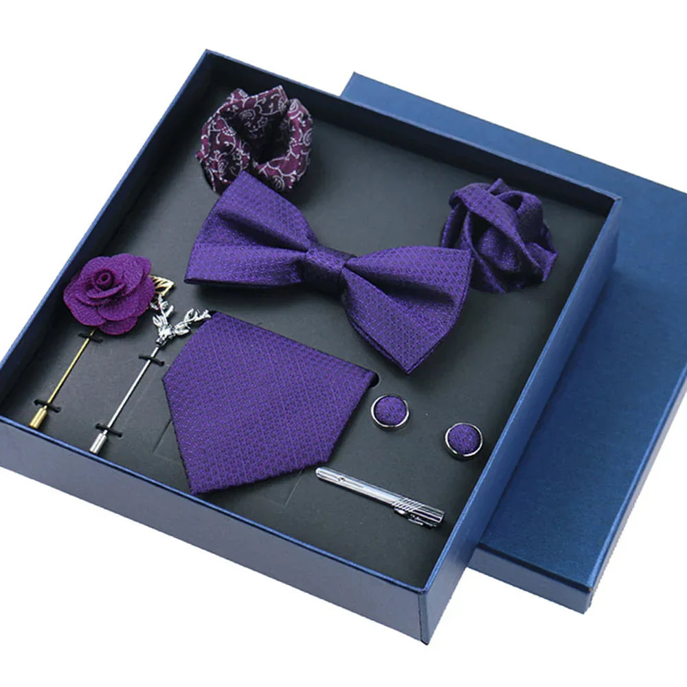 8piece Set Bussiness Blue Ties For Mans Floral