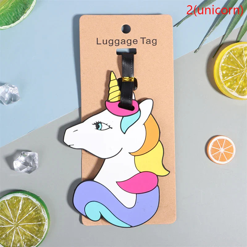 1PC Cute Cartoon Hawaiian Flamingo Silicone Luggage Tag