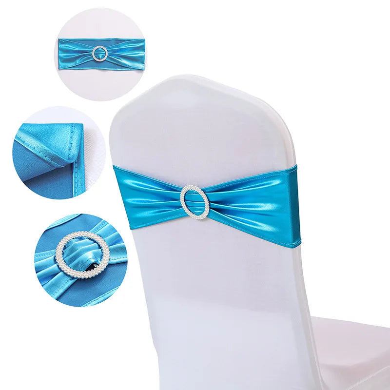 20 Pieces Spandex Chair Sashes with Buckle ,Metallic