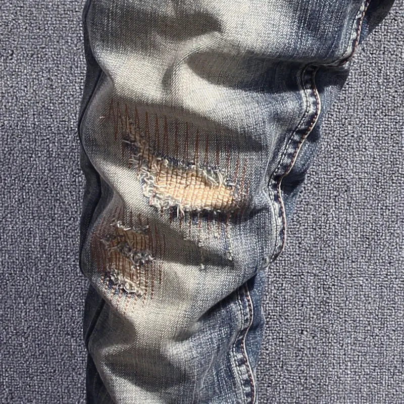 Italian Style Fashion Designer Men Jeans Retro Slim