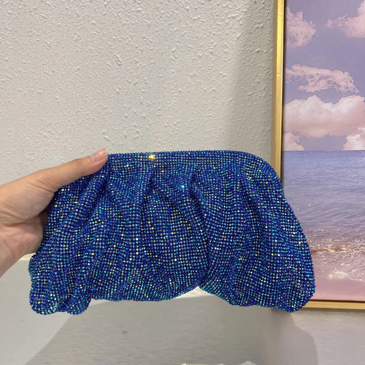 2023 Luxury Ruched Evening Clutch Bag Designer Diamonds