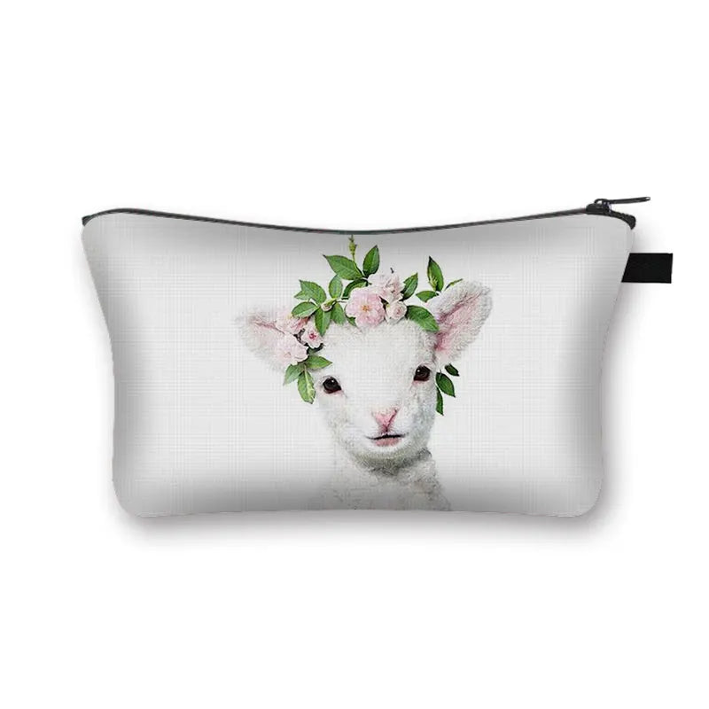 Animal Print Cosmetic Bag Women Makeup Bag Kawaii