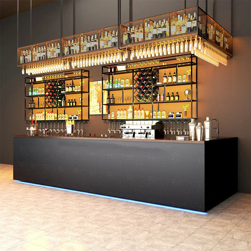 Black Reception Bar Table Nightclub Storage Partion Modern