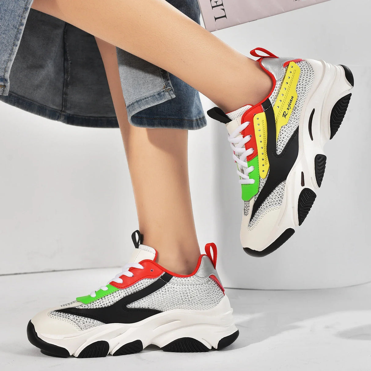 Women's thick sole running shoes, Fashionable hot diamond