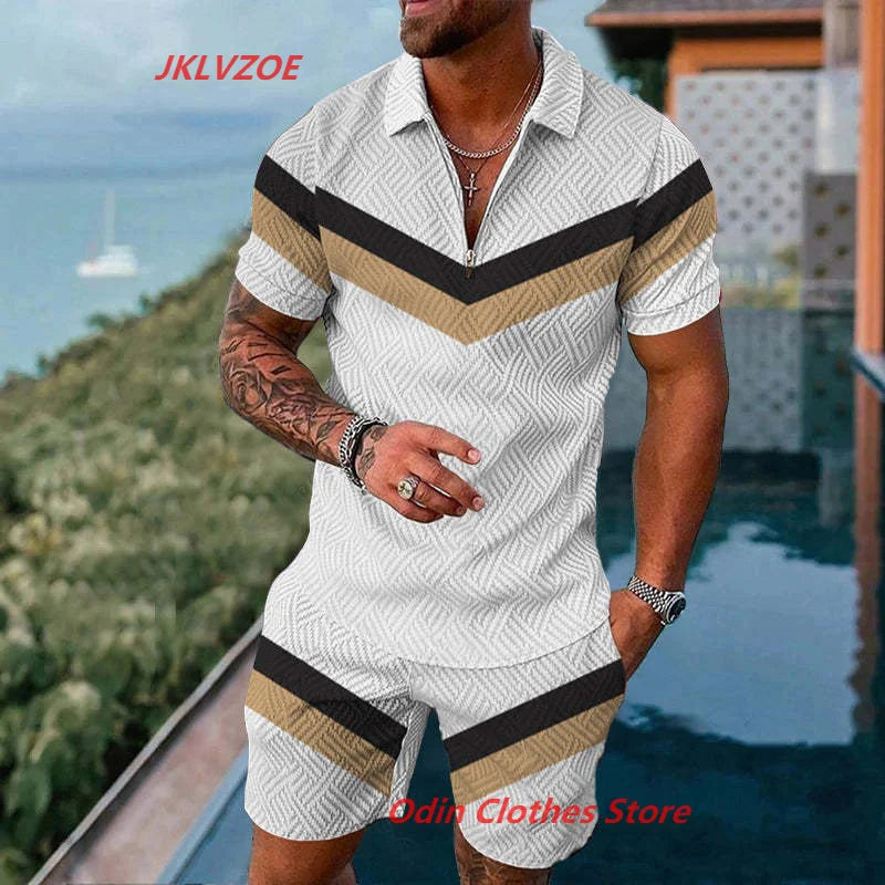 Summer Brand Tracksuit Solid Color Male Shorts Suit