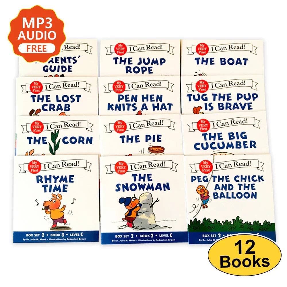 12Books/set Biscuit Series Phonics English Picture Books "I