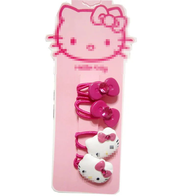 4pcs Sanrio Hello Kitty Children's Hairpin Hair Rope