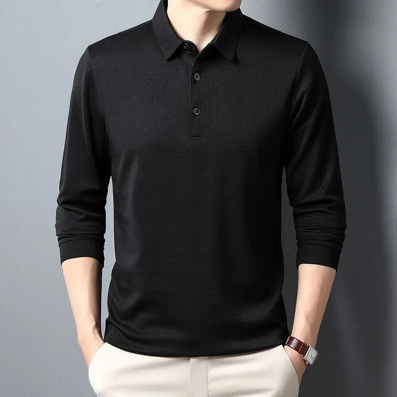 SHiONFA Men's Waffle Long Sleeve Solid T-shirt Elasticity