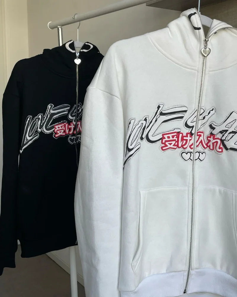 INS Y2K zip up hoodie kawaii Harajuku printing