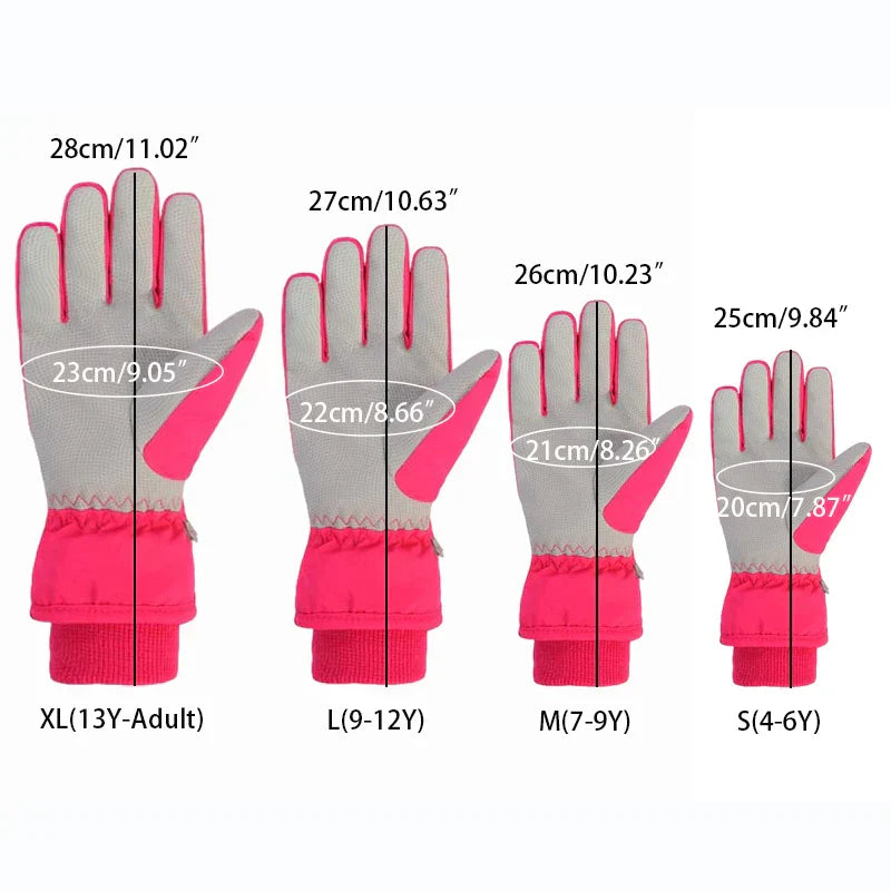 Waterproof Adult Kids Ski Gloves Thick Children Mittens