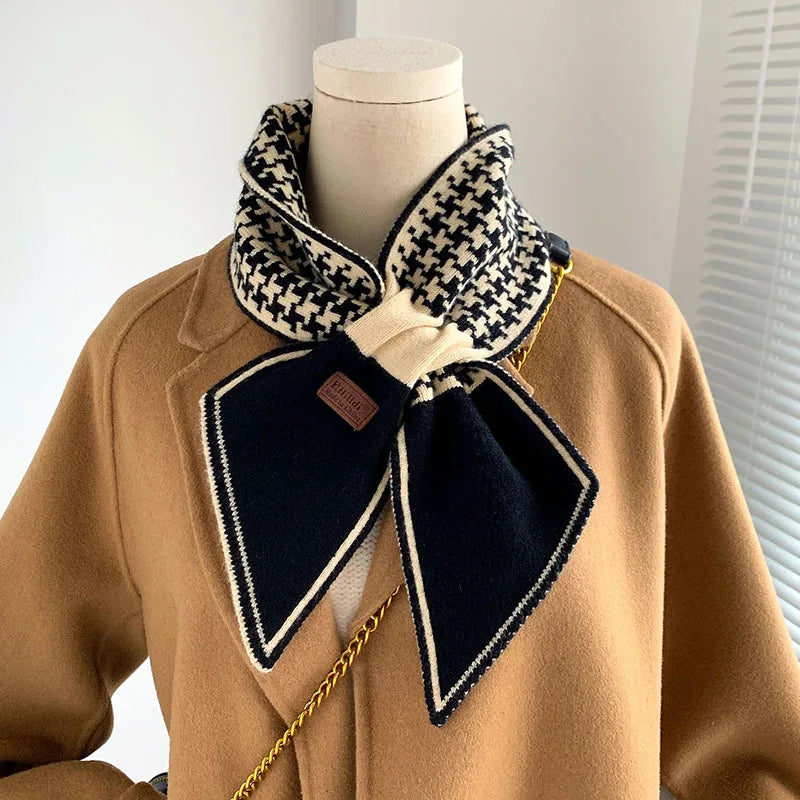 Warm Cashmere Neck Tie Scarf For Women Plaid