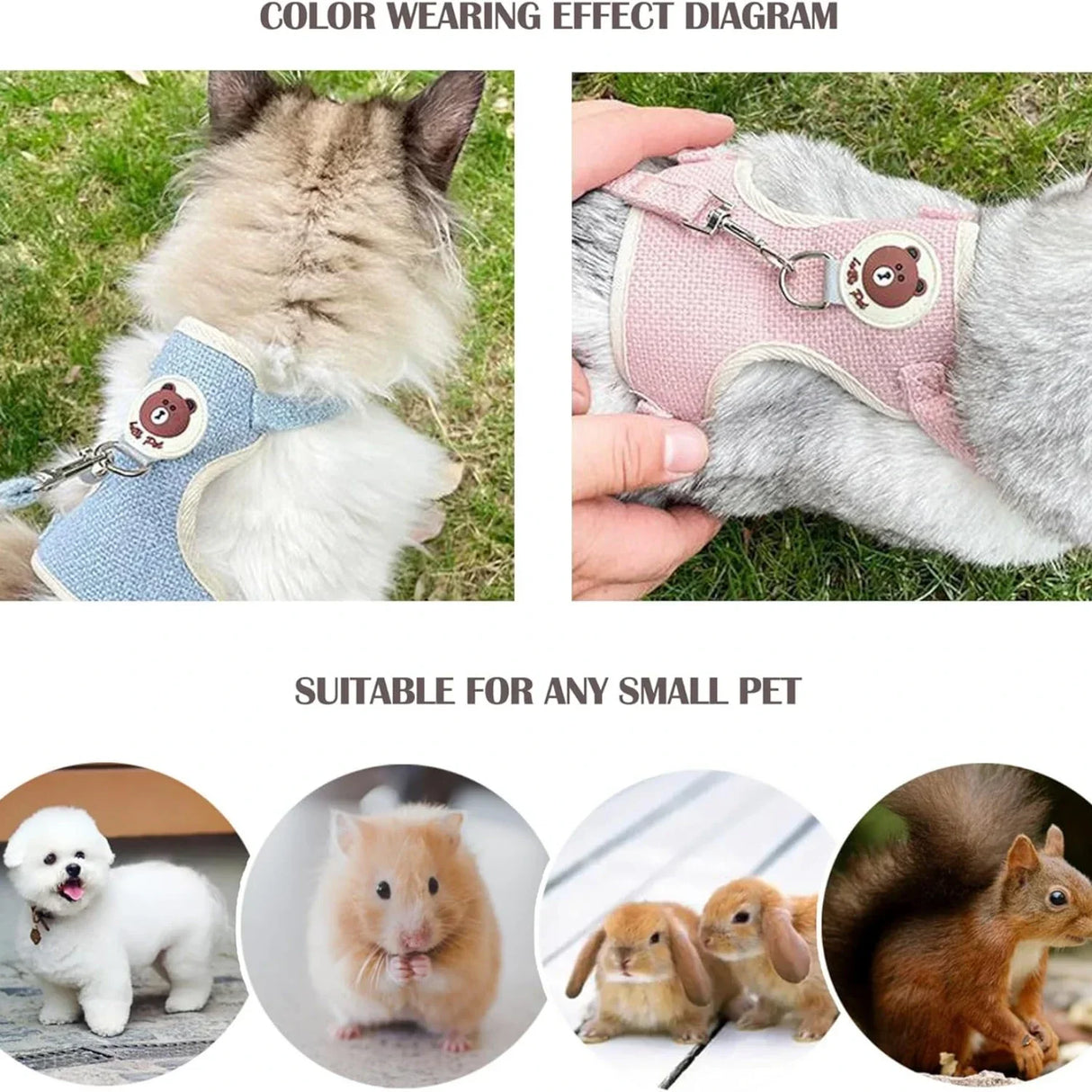 Cute Rabbit Harness Leash Set Bunny Soft Padded