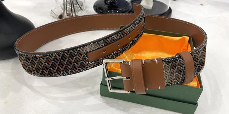 2023 Women's Genuine Leather Belt with Gold Buckle
