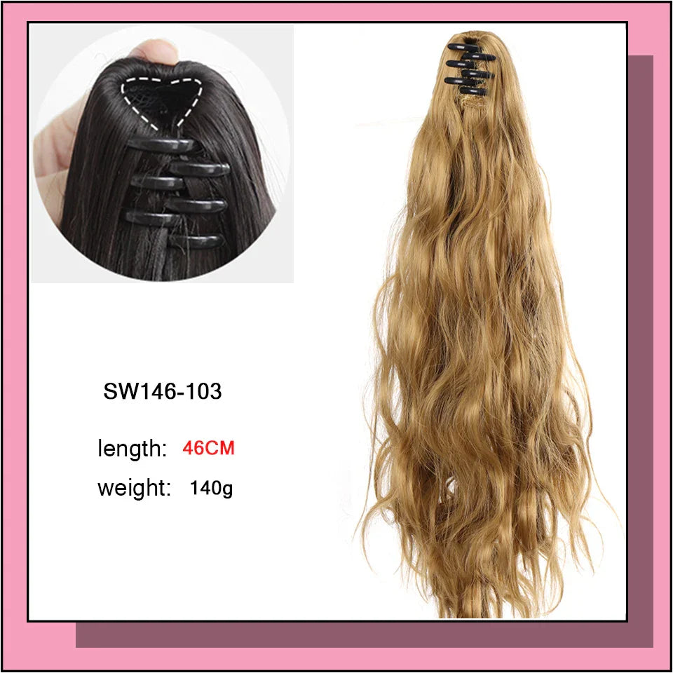 AS Long Wavy Straight Claw Clip On Ponytail