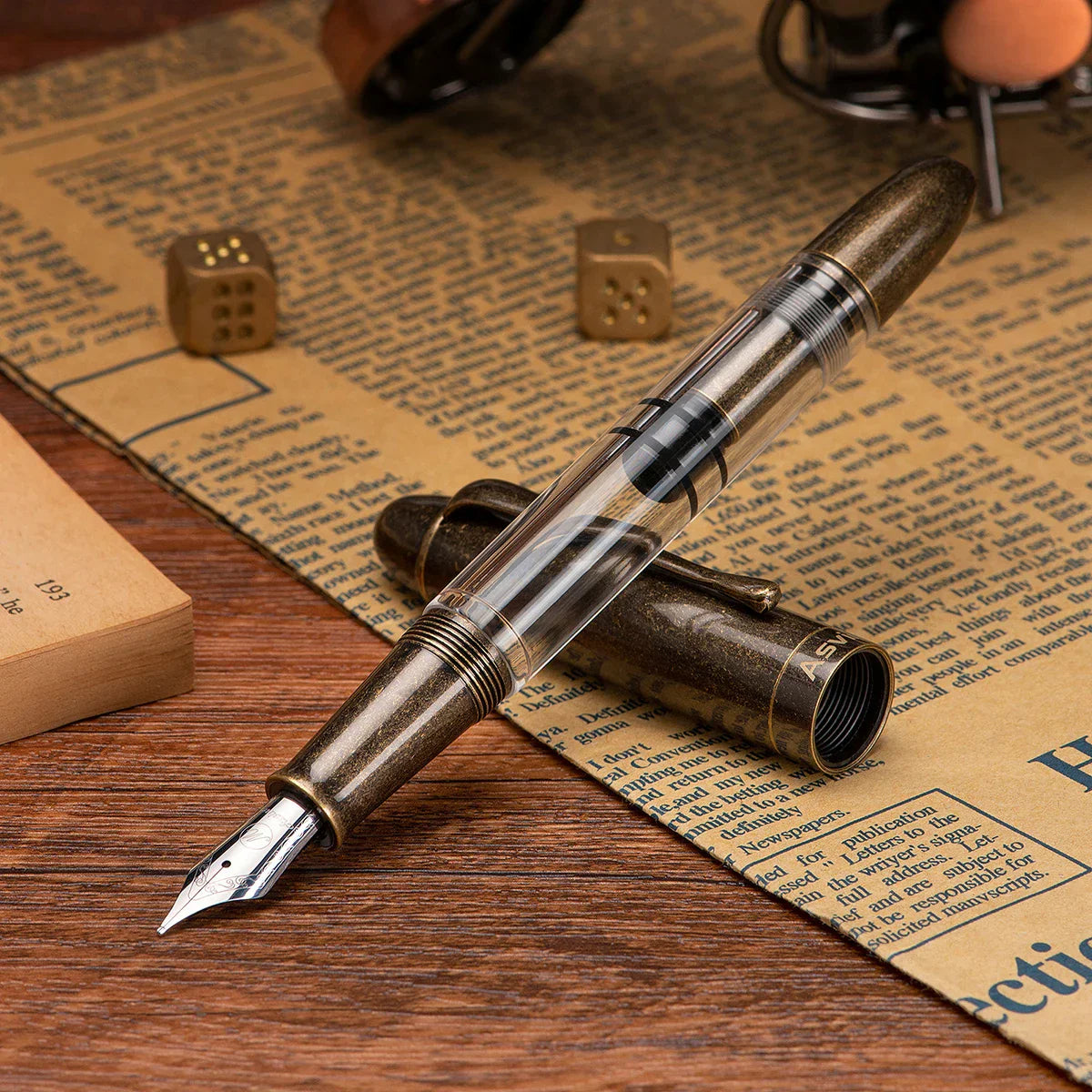 Brass Asvine P30 Piston Fountain Pen Torpedo Shape