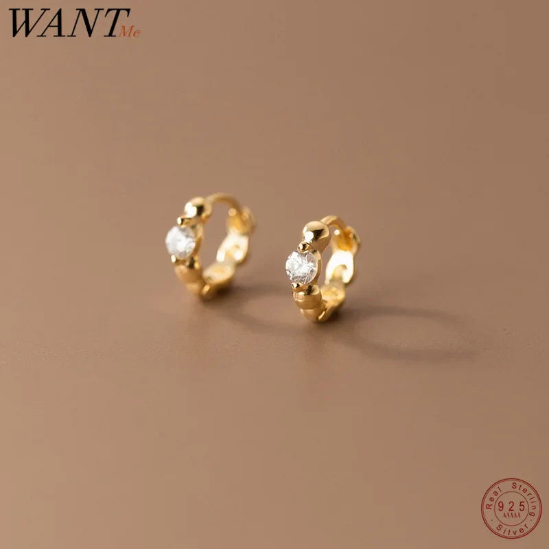 WANTME 925 Sterling Silver Punk Irregular Texture Shiny