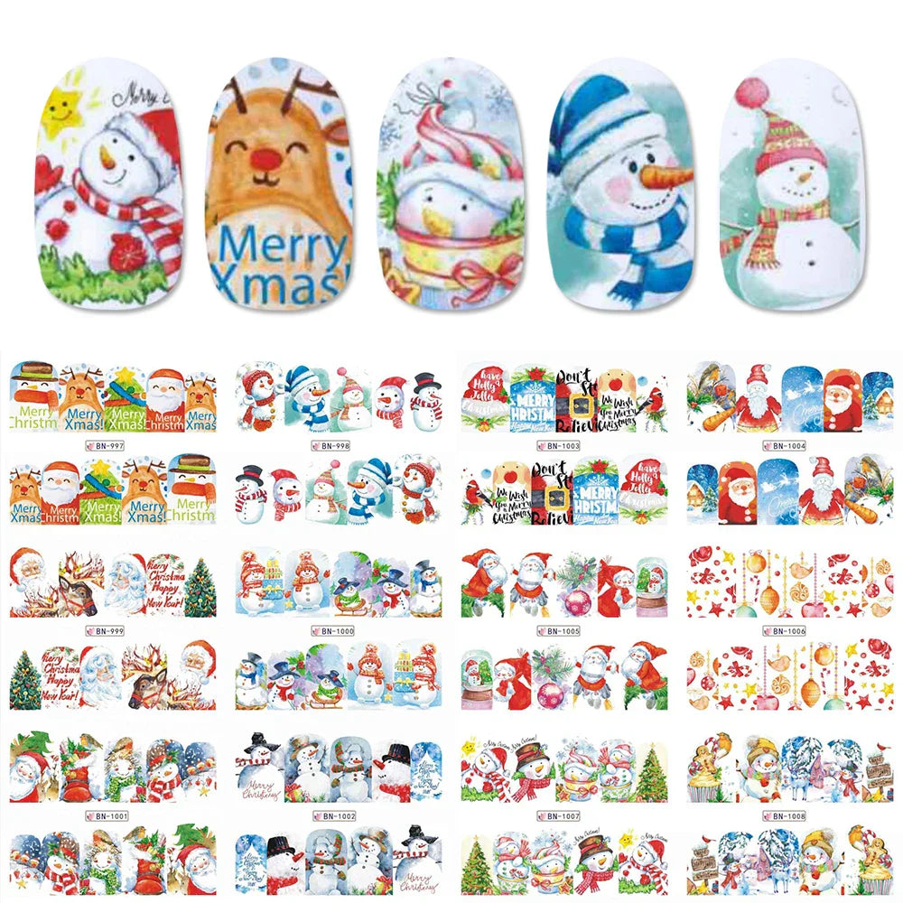 12pcs Hedgehog Animal Nail Water Stickers Pine Cones