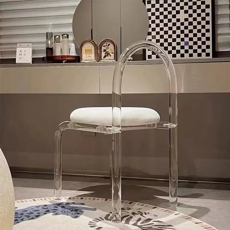 Crystal Makeup Chair Acrylic Furniture Casual Design Backrest