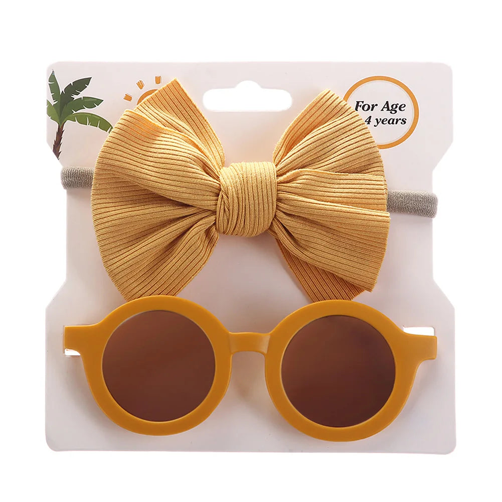 2Pcs/Set Baby Round Sunglasses Children Vintage Sun glasses