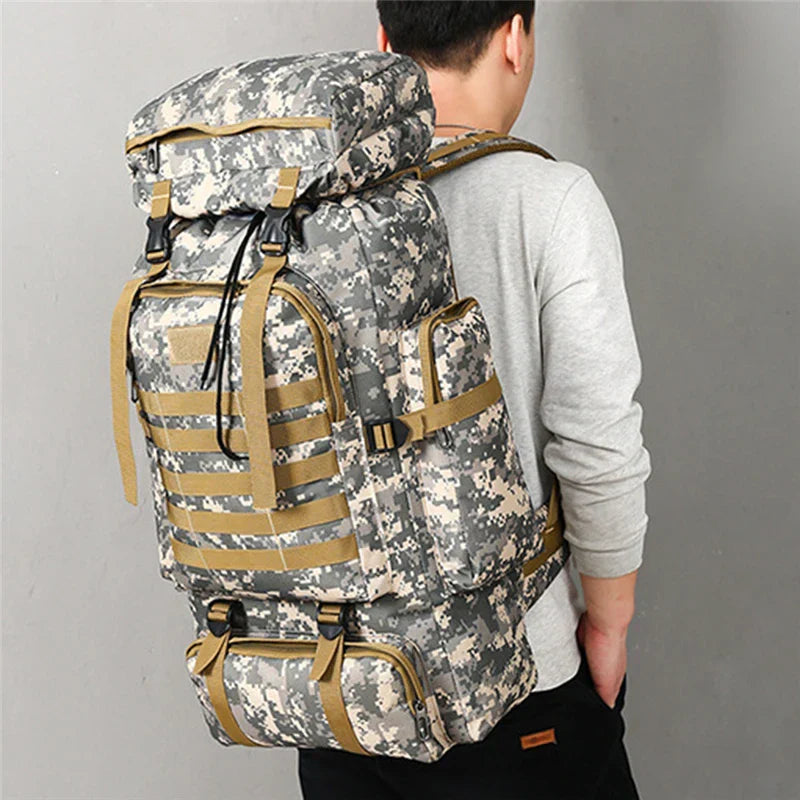 80L Waterproof Camouflage Tactical Backpack Large Capacity Men's