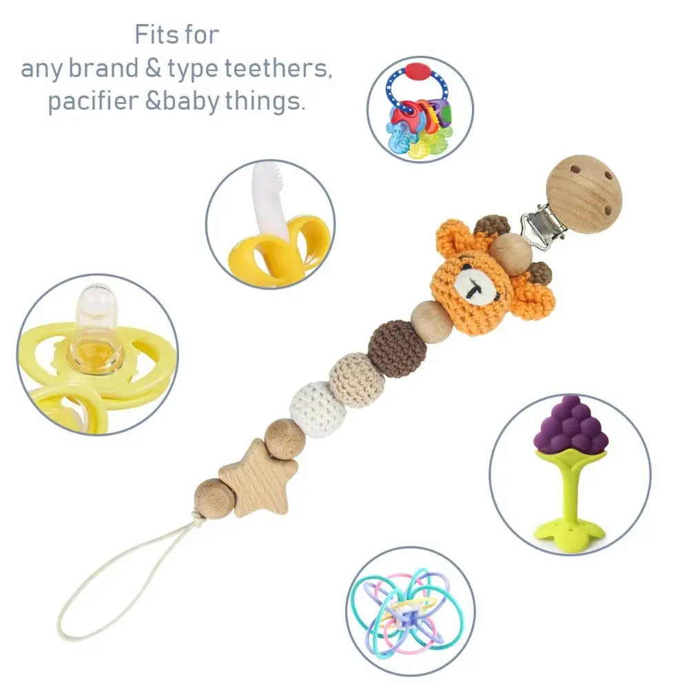 Soother Chain Dummy Clips Crochet Animal Pacifier Clips
