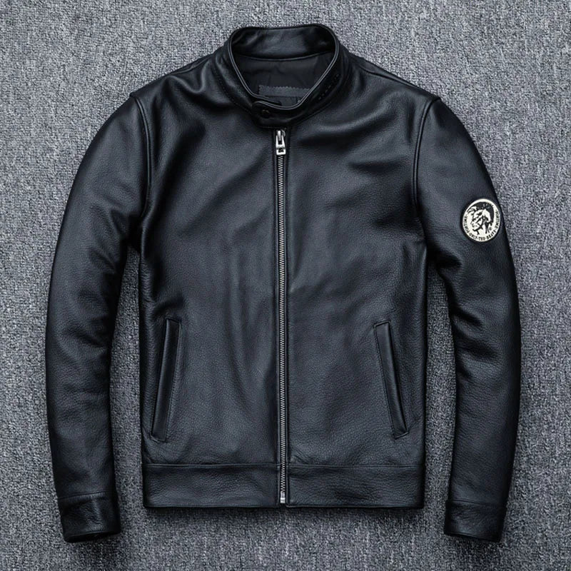 100% Natural Calfskin Leather Jacket Men Skin Jackets