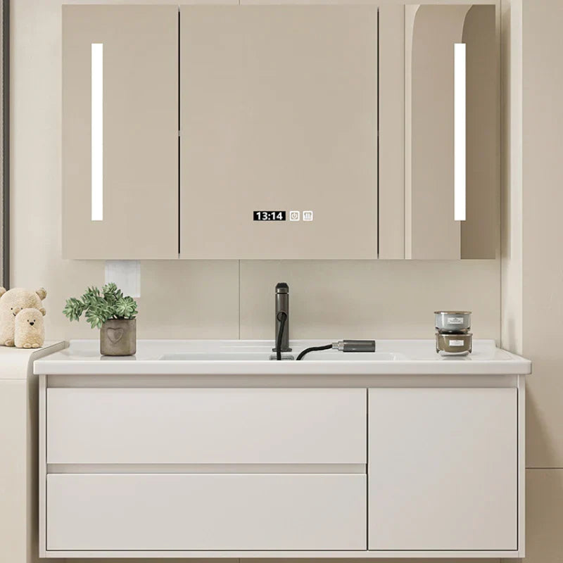 Ceramic Integrated Basin Bathroom Cabinet Modern Minimalist Sink