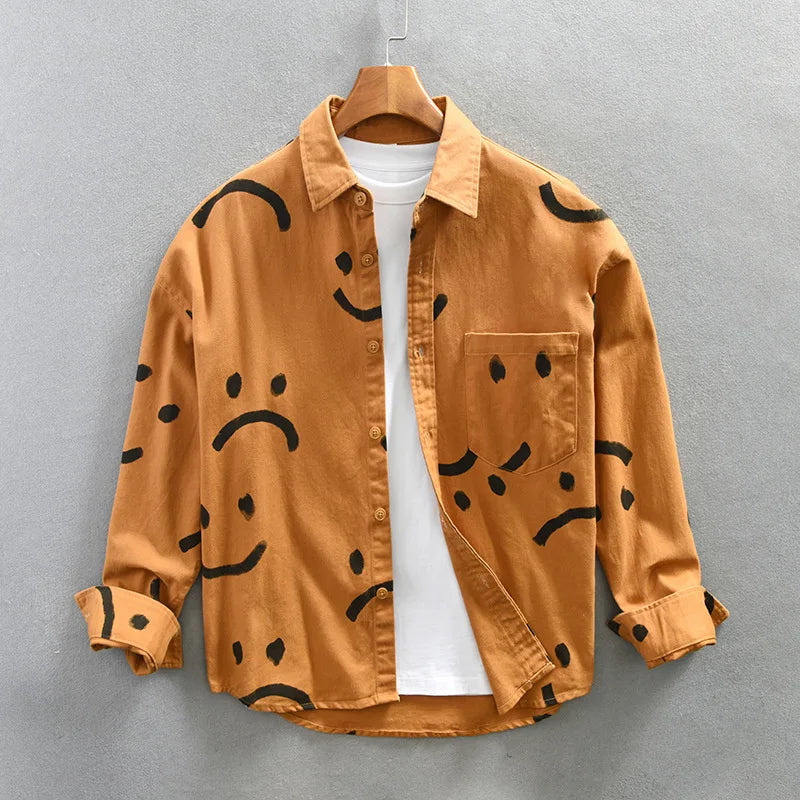 Spring Summer New 100% Cotton Casual Printed Shirt