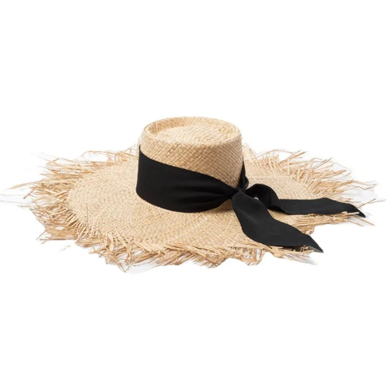 2024 Handmade Big Brim Hat Oversized Tassel Burrs