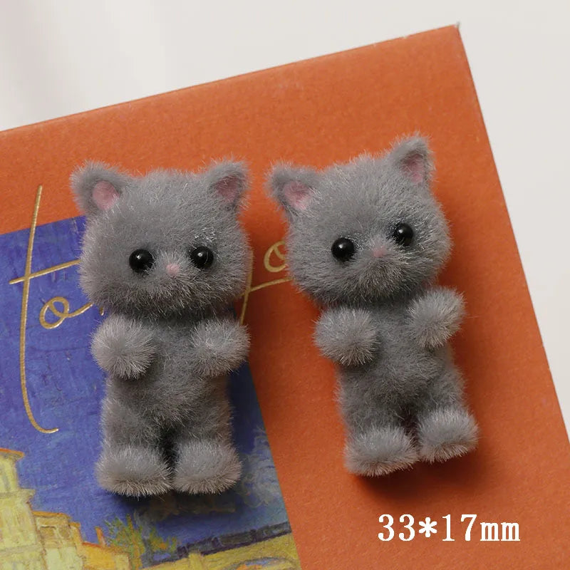 Min order 30pcslot flocking animals cartoon cats shape