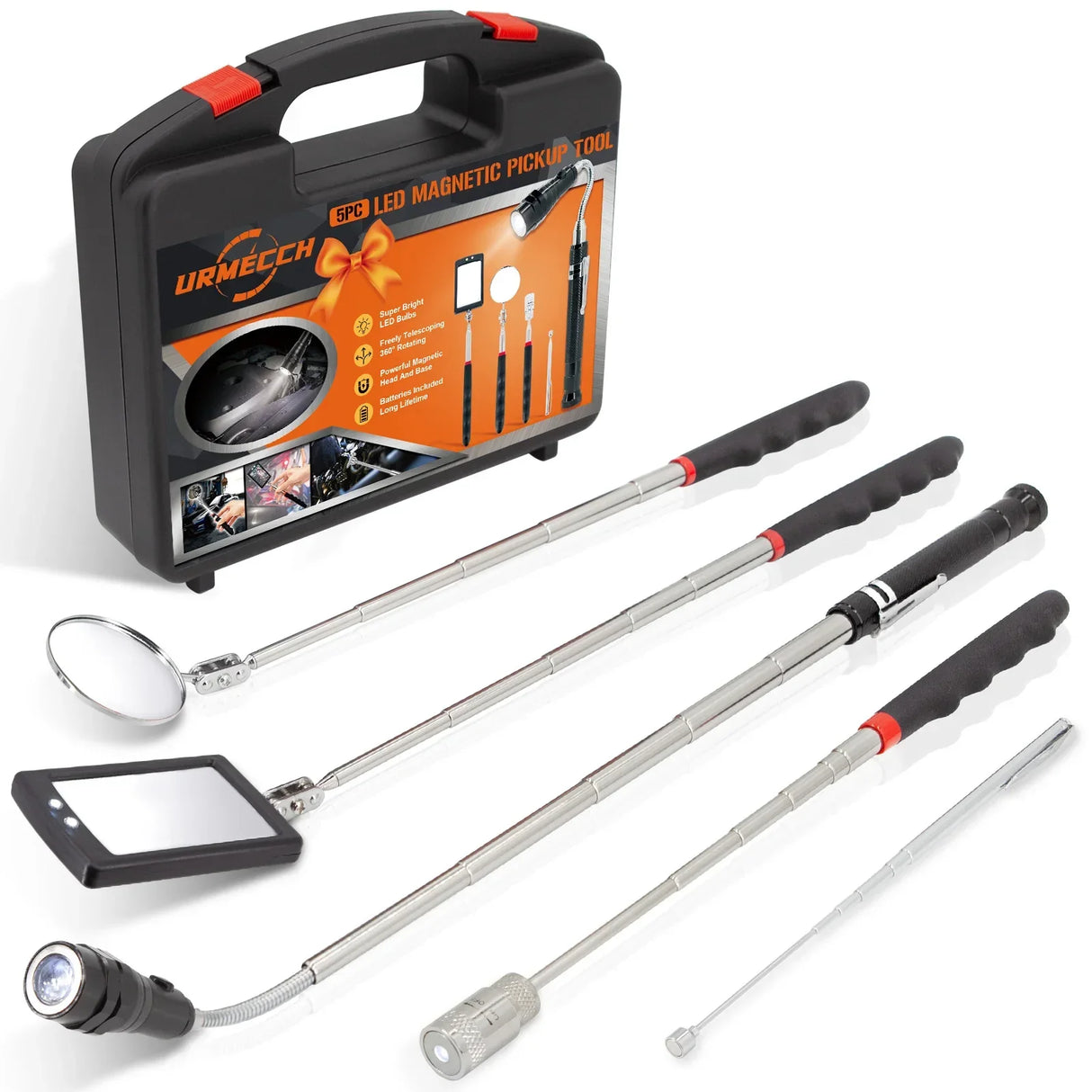 Magnetic Pickup Tool Set Inspection Mirror Telescoping Flashlight