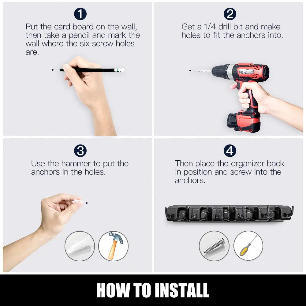 Wall Mounted Mop Holder 345 Position MultiFunctional Broom