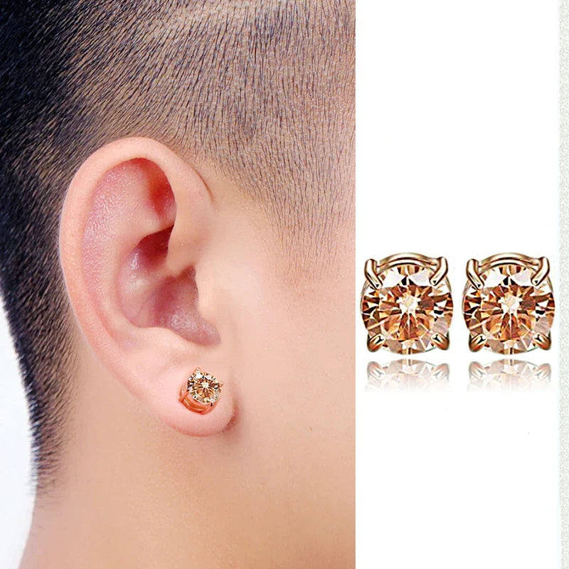 Stainless Steel Magnetic Stud Earrings Men Women Black