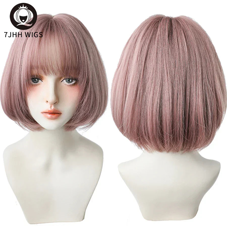 7JHH WIGS Black Short Bob Wig for Girl
