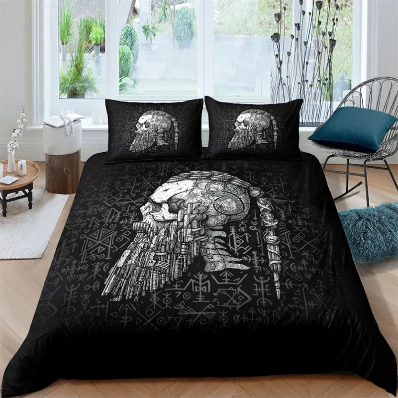 Vikings Duvet Cover Scandinavian Culture Print Bedding Set