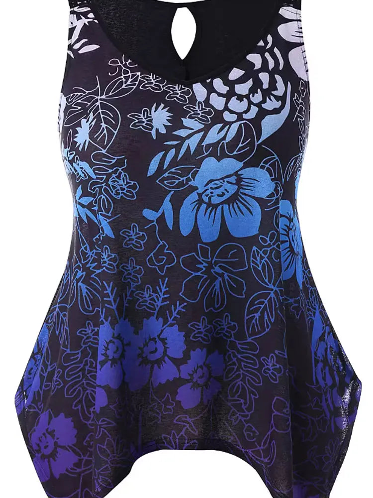 Womens Hollow Out Floral Tanks and Camis Cotton