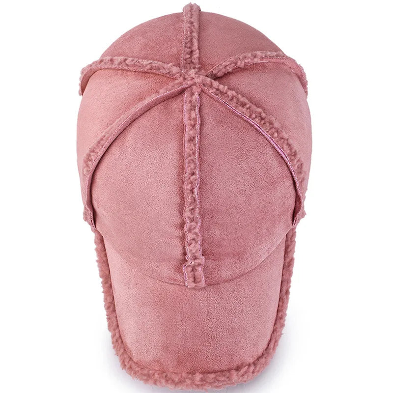 Dusty Pink Women Winter Hat Fleece Lined Faux