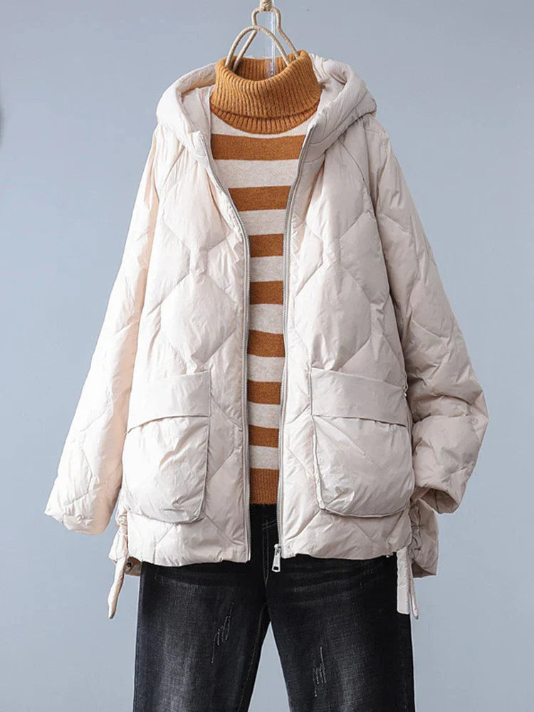 Winter Women White Duck Down Coat Casual Loose