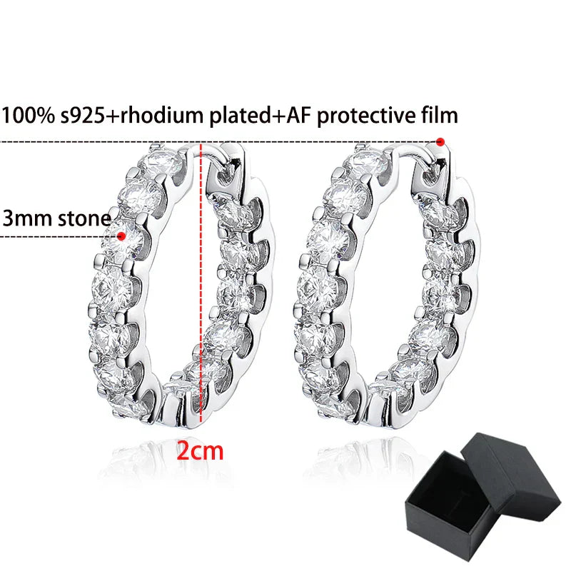 Smyoue 18k Plated Total 2.6CT Full Moissanite Hoop