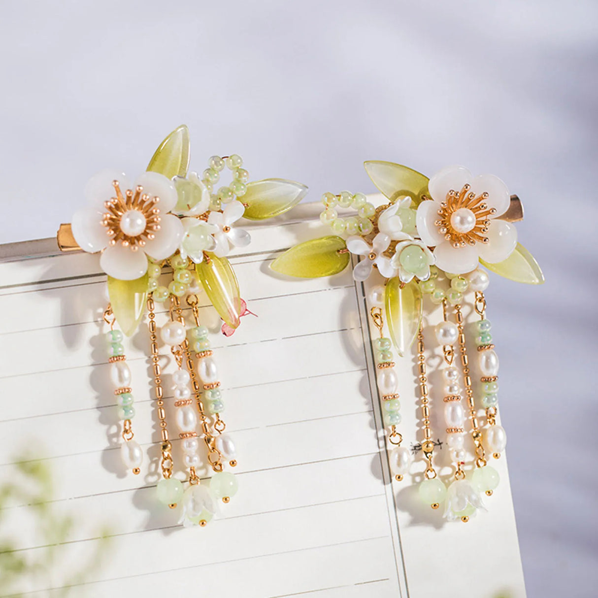 Chinese Hair Clips Girls Hanfu Hair Accessories Green