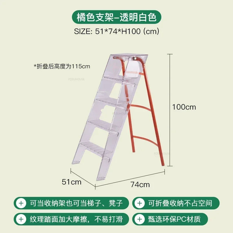 Modern Home Folding Ladder Transparent Acrylic Step Ladders