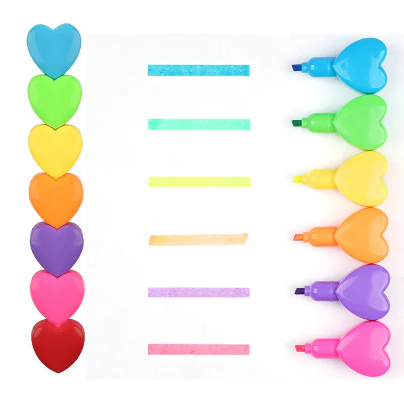Cute Love Heart Bear Marker Pens Kawaii Fluorescent