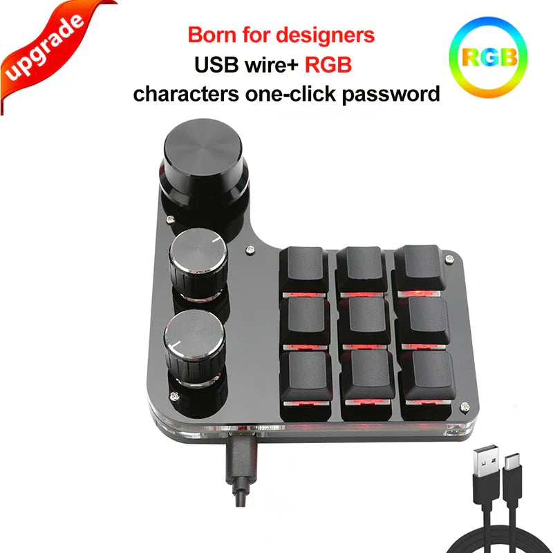 Macro Programming Keyboard Bluetooth USB Backlit 2.4G Wireless