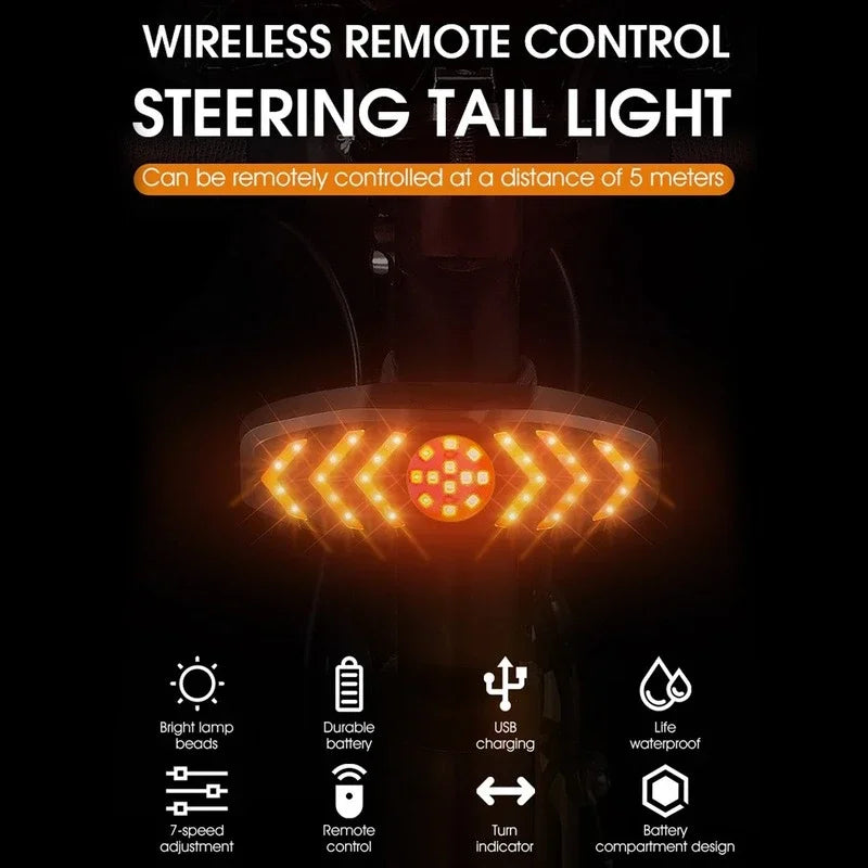 Bike Rear Lamp Smart Cycle Wireless Remote Turn