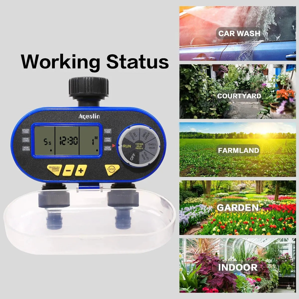 Two Outlets Garden Digital Electronic Water Timer Solenoid