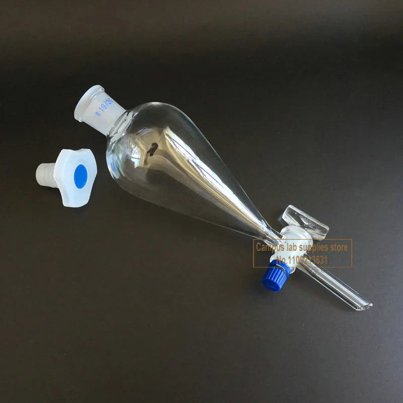 1pcs Lab Glass Pear-shaped Separation Funnel with Glass/PTFE