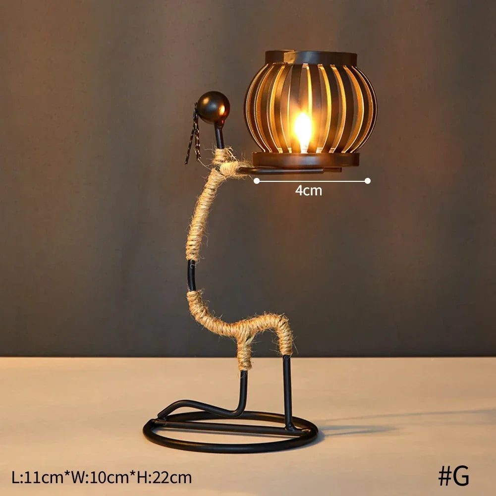 Nordic Metal Candlestick Abstract Character Sculpture Candle Holder