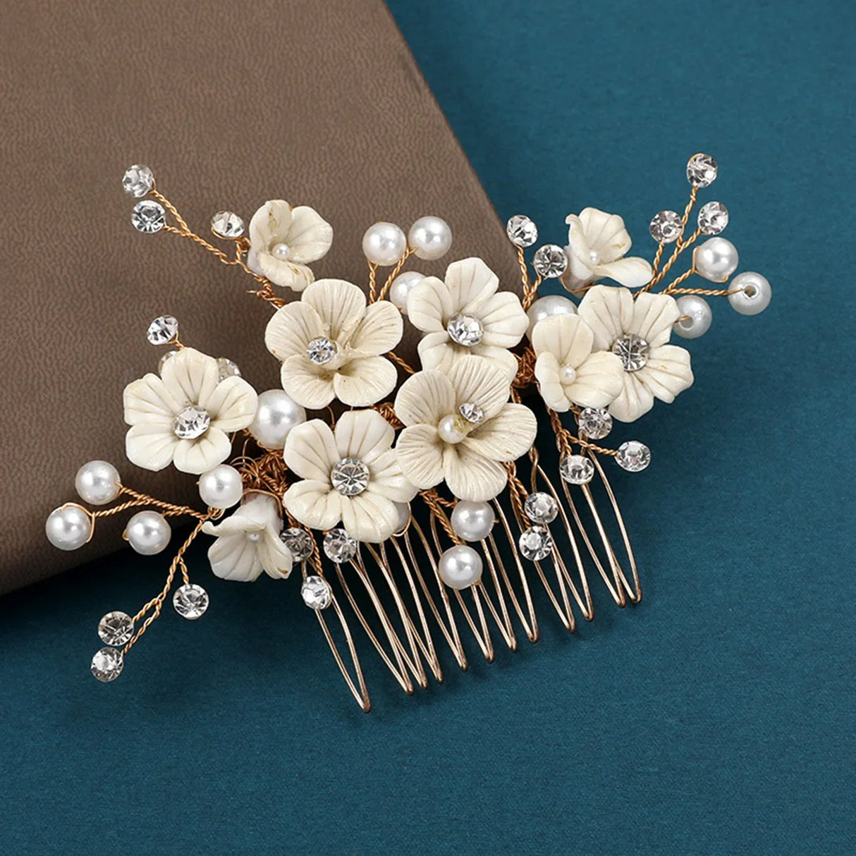 Silver Color Flower Hair Comb Clip Girls Handmade