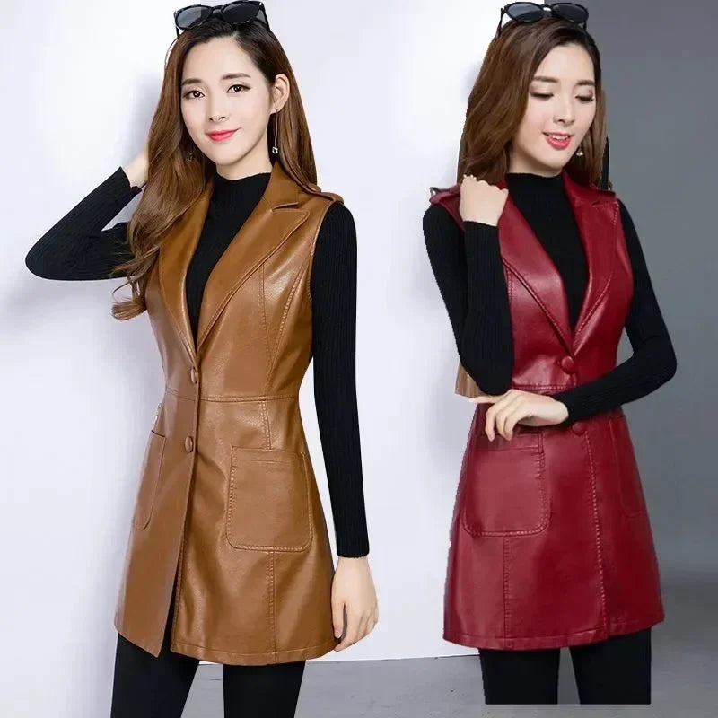 Faux Leather Vest Women's Clothing 2022 PU Autumn