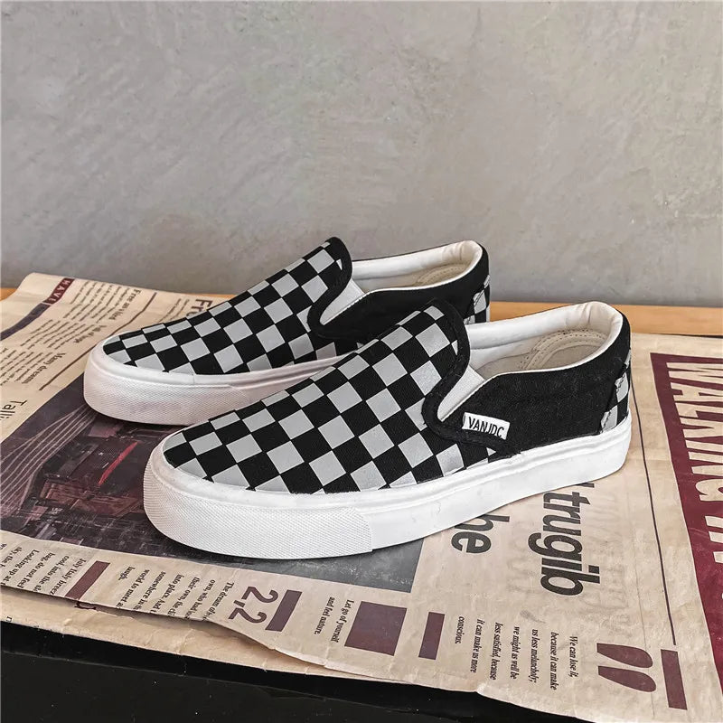 Men designer Shoes women Chessboard Casual canvas shoe Man 3M Reflective Flats Breathable Mixed Colors Loafers lovers Sneakers
